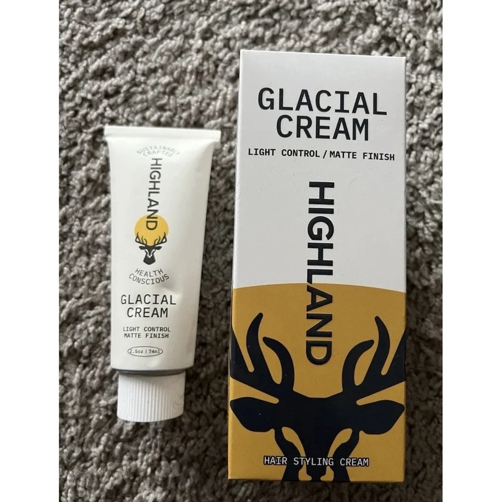Highland Hair Cream Light Hold Matte Finish 2.5 oz Caffeine Sandalwood Amber